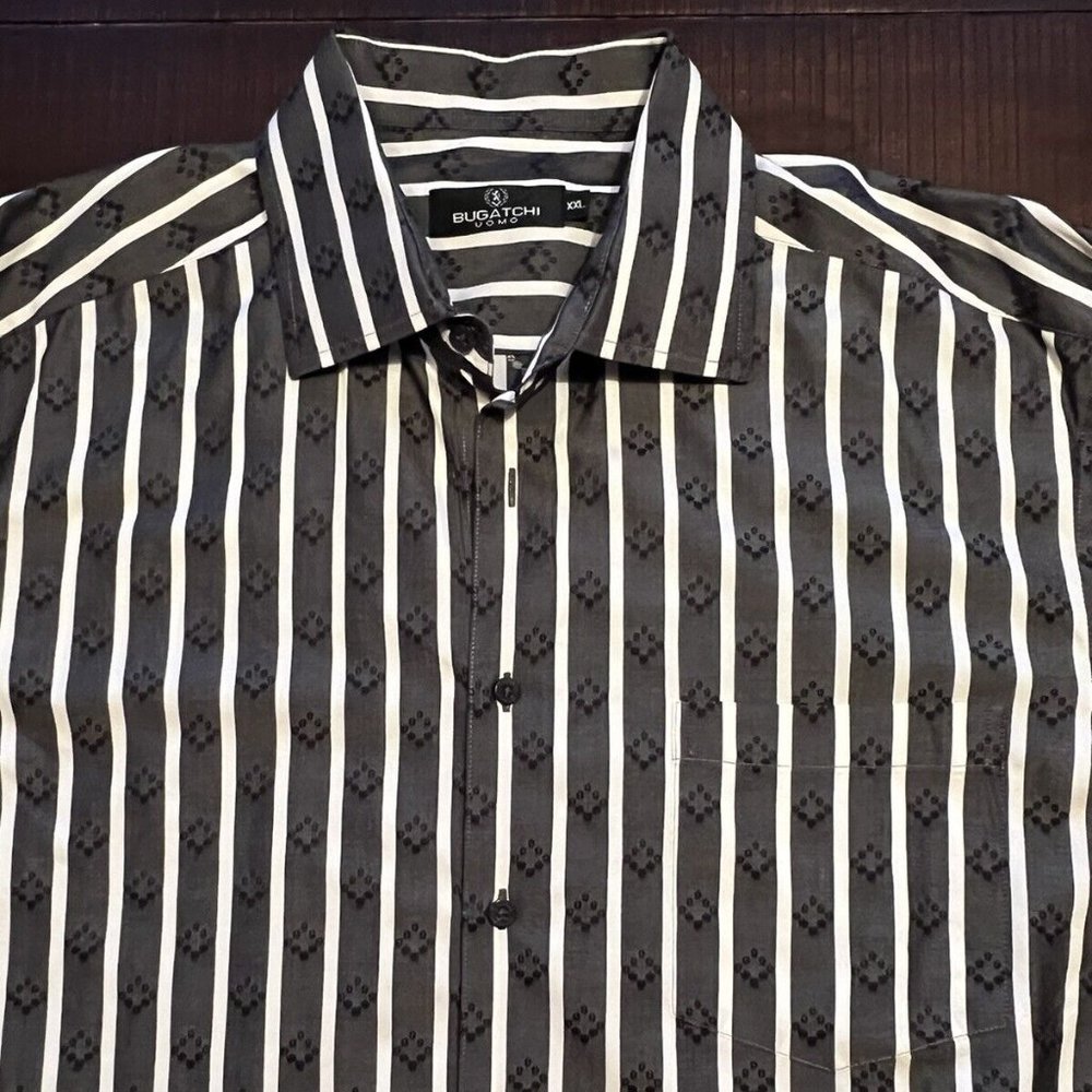 BUGATCHI UOMO Luxury Men's designer Button down elegant shirt size XXL